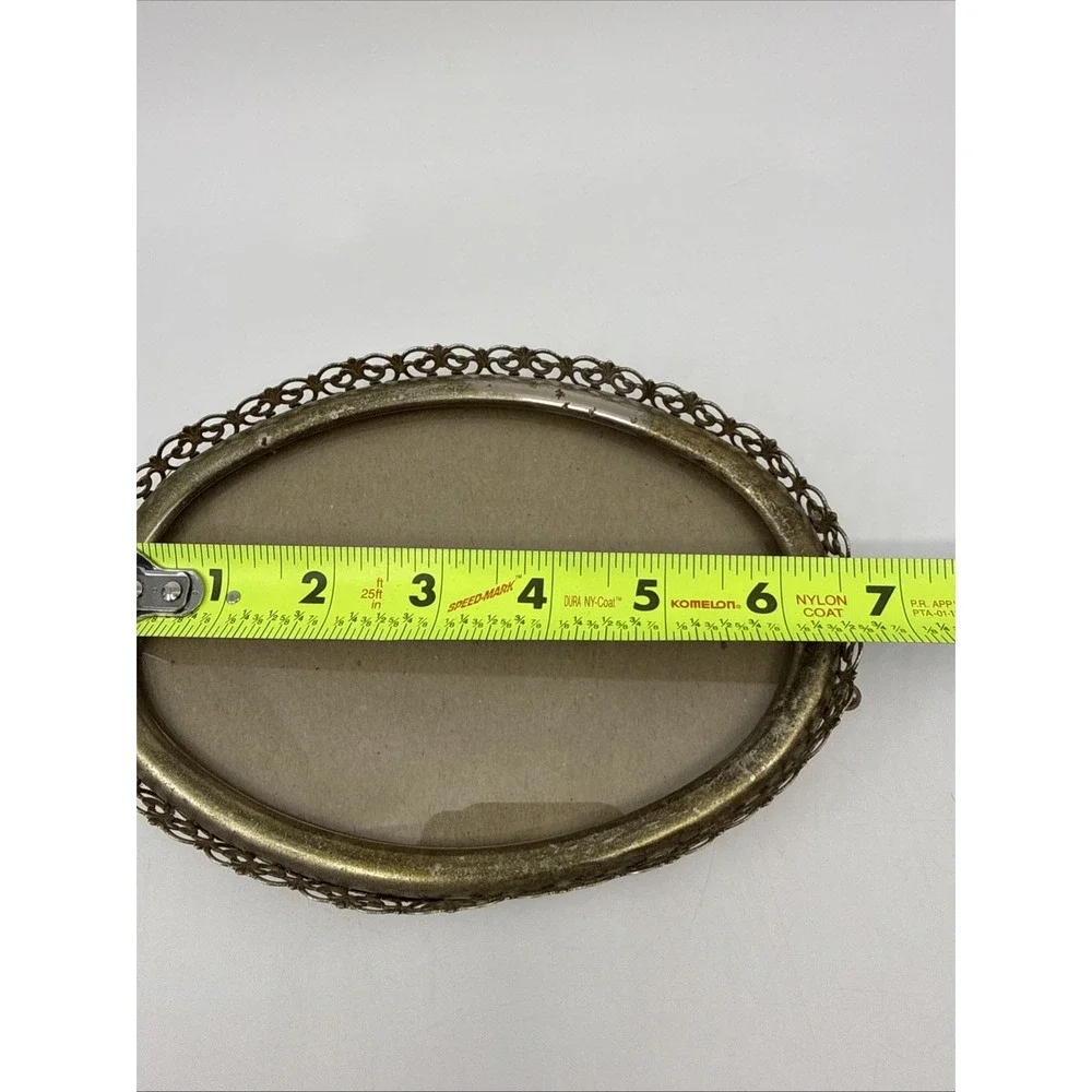 Vintage Frame Gold Plated Floral Lattice Ornate Filigree Oval 4x6